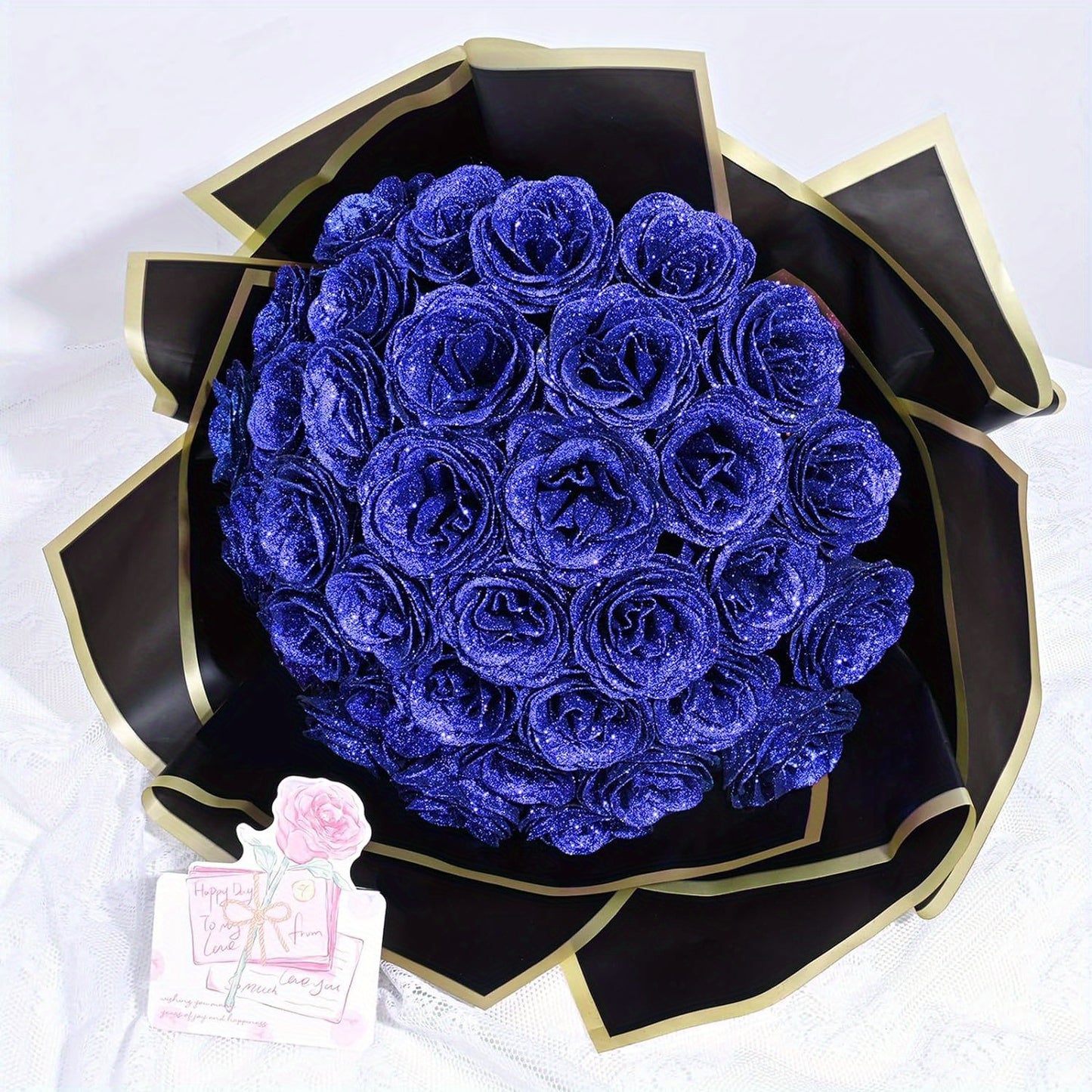 24/36pcs Glitter Roses Bouquet, DIY Fake Glitter Flowers Bouquet, Everlasting Shiny Artificial Red Rose Bouquet for Mothers Day Gifts, Anniversary, Engagement, Wedding Festival Gatherings and Home Decorations