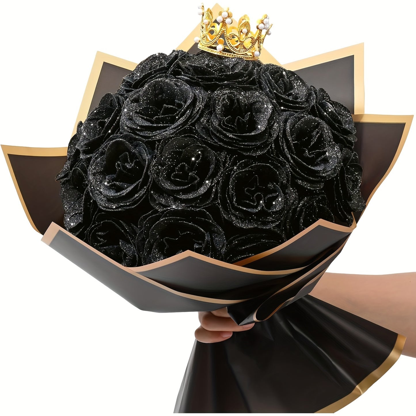 24/36pcs Glitter Roses Bouquet, DIY Fake Glitter Flowers Bouquet, Everlasting Shiny Artificial Red Rose Bouquet for Mothers Day Gifts, Anniversary, Engagement, Wedding Festival Gatherings and Home Decorations